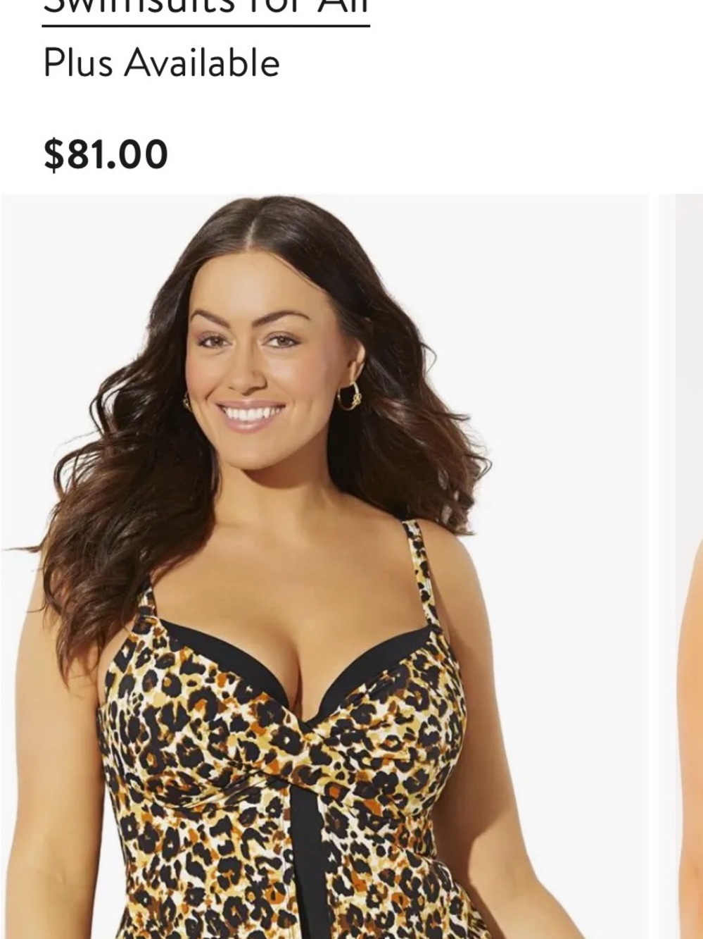 Swimsuits For All Leopard Print One-Piece tankini top Black 24 24w new